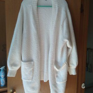 Fuzzy open long cardigan